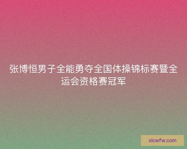 张博恒男子全能勇夺全国体操锦标赛暨全运会资格赛冠军